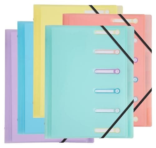 Image of Exacompta - Ref 56170E - Box of 10 Chromaline Pastel File Folders - 3 Flaps - with Elastic Bands and Cut-Out Windows - PP Cover and Interior - 6 compartments - Size 25x32cm - for A4 - Assorted