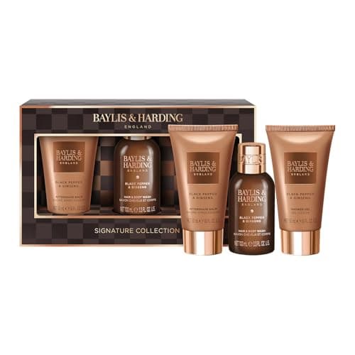 Image of Baylis & Harding Black Pepper & Ginseng Men's Luxury Mini Trio Gift Set - Vegan Friendly