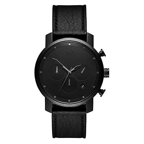Image of MVMT Mens Analogue Quartz Watch with Leather Calfskin Strap D-MC02-BLBL Black
