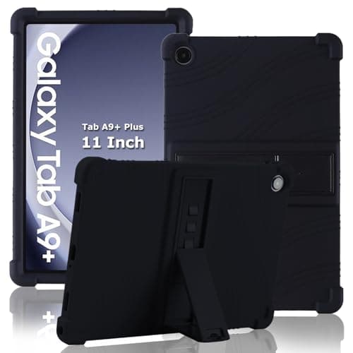 Image of ATOOZ for Samsung Galaxy Tab A9 Plus Case 11 Inch (SM-X210/X216/X218),Soft Silicone Kids Case for Samsung A11 Plus (SM-X236B) Tablet 11 Inch with Stands (Black)