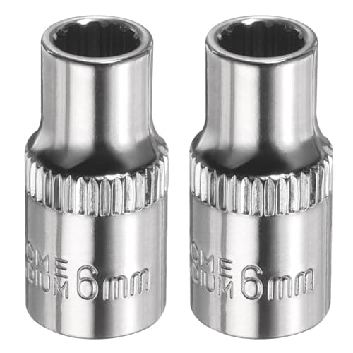 Image of sourcing map 2pcs 12 Points Socket 1/4" Drive 6mm Metric Shallow Impact Socket Cr-V Steel Chrome Plating Flip Sleeve Nut Driver Wrench for Home Auto Nuts Bolts Repair