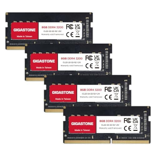 Image of 【DDR4 RAM Laptop Only】GIGASTONE 32GB Kit (4x8GB) DDR4 3200MHz (2933MHz or 2666MHz) PC4-25600 (PC4-23400/21300) CL22 1.2V SODIMM 260 Pin Unbuffered Non ECC High Performance Notebook Memory Upgrade