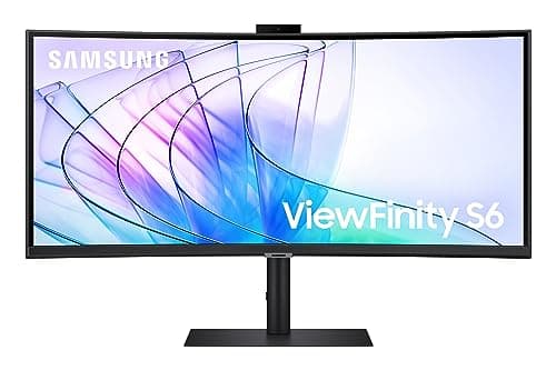 Image of Samsung LS34C652VAUXXU WQHD Viewfinity S6 34" Monitor with Webcam - 3440x1440, 1000R Curved, Speakers, USB-C, LAN, Height Adjust