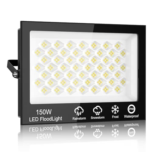 Image of Sararoom 150W LED Flood Light Outdoor - 15000LM Outside Security Lights, 6500K Daylight White Floodlight with 208 LED Beads, IP66 Waterproof LED Spotlight for Garden Balconie Garage Warehouse