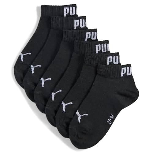 Image of PUMA Unisex Kid's Quarter Recycled Cotton Sock, Black-New, 31-34 (Pack of 3)