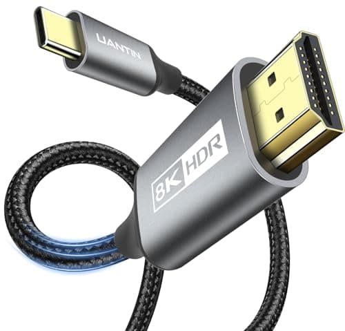 Image of UANTIN USB C to HDMI 2.1 Cable - 8K@60Hz,4K@120Hz,2K@165Hz 2M USB Type C to HDMI Braided Cord Support HDCP2.3/HDR/DSC [Thunderbolt 3/4 Compatible] for MacBook Pro/Air,iPad Pro,XPS,Hp,S22 and More