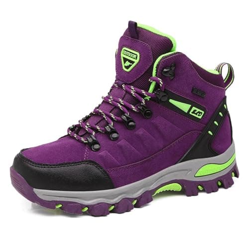 Image of VLOOKST Hiking Boots Mens Outdoor Non-Slip Lace-up Walking Trekking Shoes Sneaker for Climbing Backpacking Camping,8019 Purple,3.5 UK