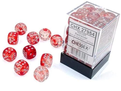 Image of Nebula TM 12mm d6 Red/Silver Luminary Dice Block? (36 Dices)
