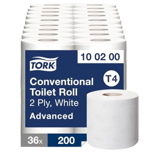Image of Tork Conventional Toilet Paper Roll White T4, Advanced, 2-ply, 36 x 200 Sheets, 100200