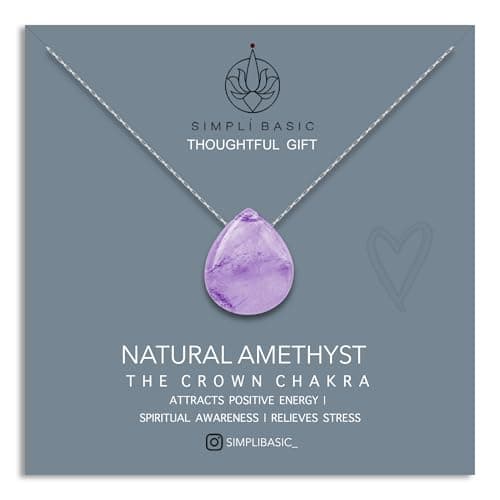 Image of SIMPLÍ BASIC ORĀ SilverFloating Amethyst Stone Pendant Necklace/Silver Jewellery for Women/Natural Healing Stone Charm/Presented in Gift Box