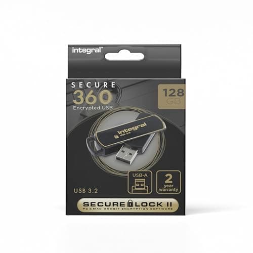 Image of Integral 128GB Secure360 256-Bit Software Encrypted 3.0 USB Secure Flash Memory Drive - Working and Encrypted Dual Partition, Intelligent Password Attack Protection and 360 degree rotating casing
