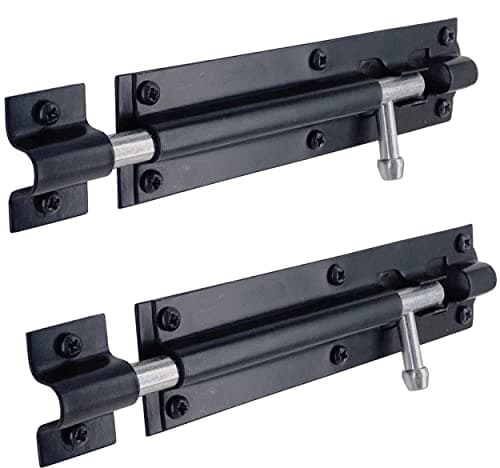 Image of IRONTITE® 2 Pack Tower Bolt Black, Gate Bolts for Wooden Gates, Slide Bolt, Black Door Lock Bolt, Sliding Bolt Lock Or Garden Gate Bolt. 150mm (6”)