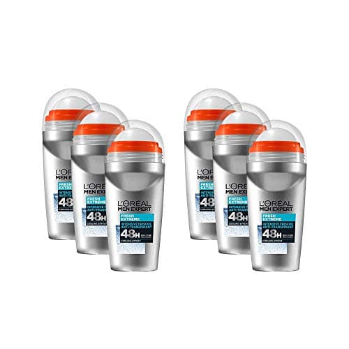Image of L'Oréal Men Expert Cooling Deodorant for Men, Intensive Deodorant for 72 Hours, Ultra Cooling Effect, Fresh Extreme, 6 x 50 ml