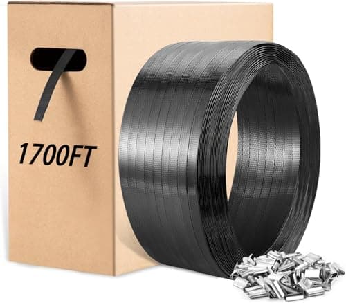 Image of Heavy Duty Strapping Roll,Polyester (PET) Strapping Kit, 16mm x 520mtr Pallet Banding Strap with 100pcs Steel Seals with Self Dispensing Box Kit
