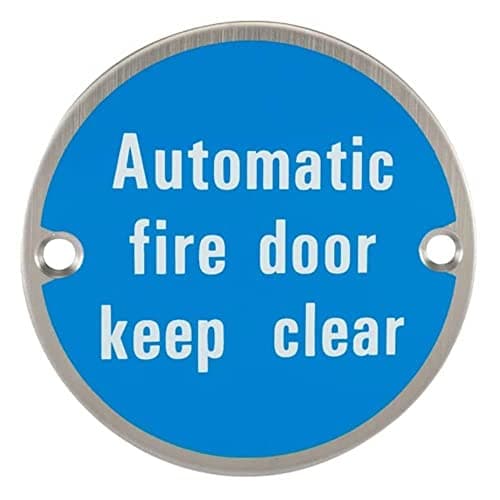 Image of frisco Fire Door Keep Clear Sign, Stainless Steel, 76 mm, Safety with fixings, Silver