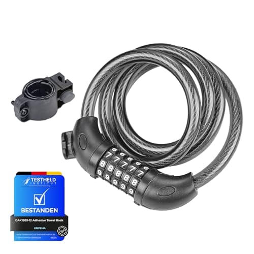 Image of GRIFEMA GA1203-12 Bike Lock Bicycle Locker Combination 5 Digit 120cm Long Cycle Cable Locks Bikes Chain High Security for E-Bike Mountain Bike Outdoor Ski Gate Accessories