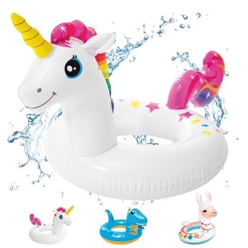 Image of POPOYU Pool Inflatables Pool Floats,Inflatable Swimming Rings for Adults Kids,Pool Tubes Swimming Pool Toys Rubber Ring for Swimming Pool Beach Party Decorations,Kids Summer Gifts(58cm Unicorn)