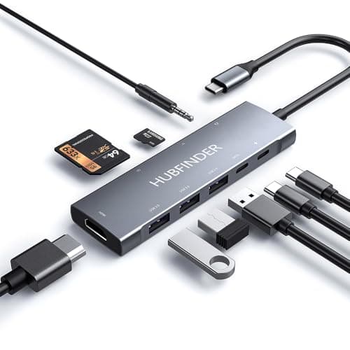 Image of HUBFINDER USB-C HUB with 4K HDMI, 9-in-1 USBC to HDMI Adapter with 5Gbps Type-C/USB-A 3.0, PD 100W Charging, SD Card Reader, USB Splitter for MacBook, Acer, Laptops, Surface, iPad, and More