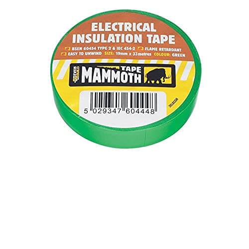 Image of Everbuild 2ELECYELGRN Electrical Insulation Tape, Yellow/Green, 19 mm x 33 m