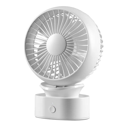 Image of Daewoo COL1540 4” Portable Rechargeable Desk Fan, 3 Speed Settings, Rechargeable Battery, LED Indicator Light For On And Low Battery Indication, Up And Down Tilt, Quiet Operation, White