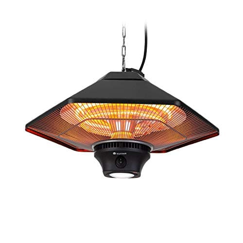 Image of Blumfeldt Outdoor Infrared Patio Heater, Hanging Electric Heater with LED & Remote, IP34 Waterproof Heat Panel with 3 Temperature Settings for Garden & Gazebo