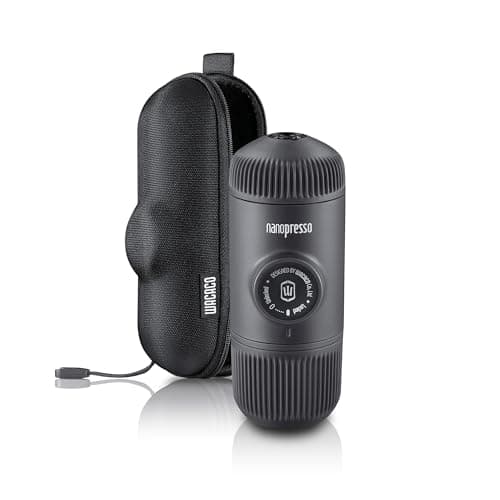 Image of WACACO Nanopresso Portable Espresso Maker Bundled with Protective Case, Upgrade Version of Minipresso, Mini Travel Coffee Machine, Perfect for Camping, Travel and Office (Black)