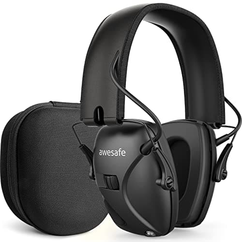 Image of awesafe Electronic Ear Defenders for Adults Hearing Protection Noise Cancelling Headphones - Safety Earmuffs Ear Protectors with Hard Storage Case
