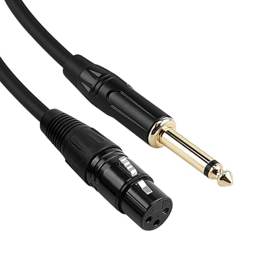 Image of 2M XLR to 1/4 Jack Microphone Lead, 3Pin XLR Female to 6.35mm Jack TS Mono Mic Lead Mic Cord Microphone Cable Audio Cable for Speakers Dynamic Microphone Mixer Audio Sound Consoles Power Amplifier