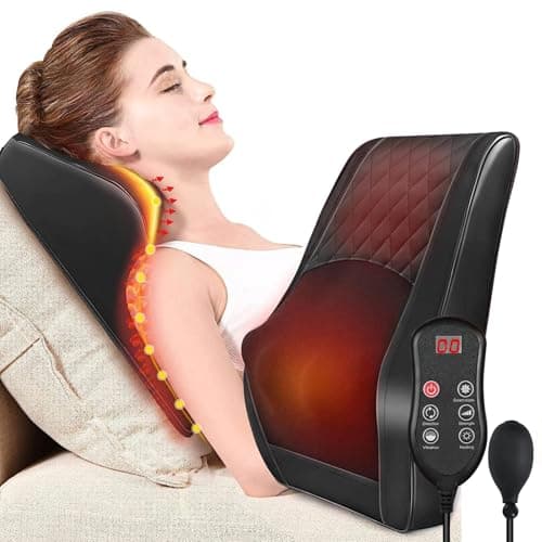 Image of CyperEver Back Massager with Heat, Shiatsu Neck and Back Massager, Heated Back Massager for Pain Relief, Back Massage Cushion for Chair Car Seat Home Office, Gift for Mom Dad
