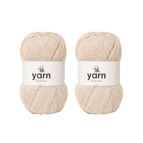 Image of Korbond Yarn - Beige - 2 x 100g Acrylic Wool - Lightweight, Hypoallergenic & Durable Double Knit Crochet Yarn Knitting Wool