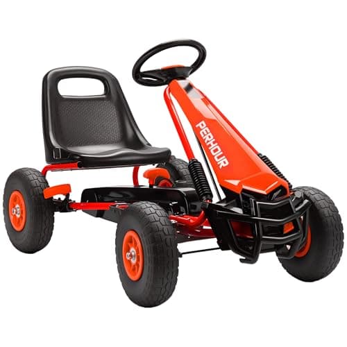 Image of AIYAPLAY Kids Pedal Go Kart, Children Ride on Racer with Adjustable Seat, EVA Tyres, Manual Clutch, Brake, Go Cart for Kids 3-8 Years, Red