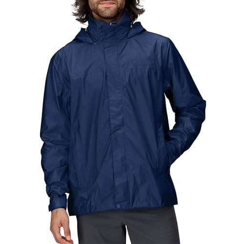 Image of Marmot Men's PreCip Eco Jacket S25, Waterproof Jacket, Lightweight Hooded Rain Jacket, Windproof Raincoat, Breathable Windbreaker, Ideal for Running and Hiking, Arctic Navy, L