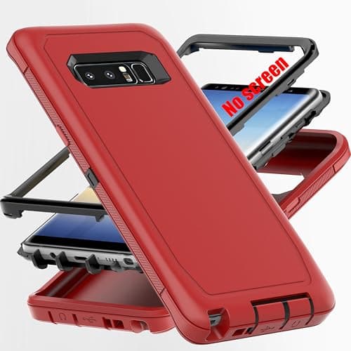 Image of AYMECL for Note 8 Case,[Military Grade] 3 in 1 Heavy Duty Full Body Shockproof Protection Phone Case for Samsung Galaxy Note 8 6.3 inch,Black+Red