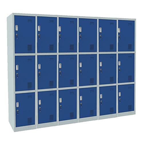 Image of Racking Solutions 6 x 3 Door Metal Storage Lockers, Blue & Grey Steel Lockable Unit, Staff Gym School Changing 1850mm H x 380mm W x 450mm D