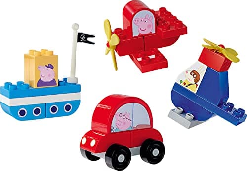 Image of BIG-Bloxx Peppa Pig Vehicles, 4 Peppa Pig Toy Vehicles for Children from 18 Months to 5 Years, 24 Colourful Building Blocks