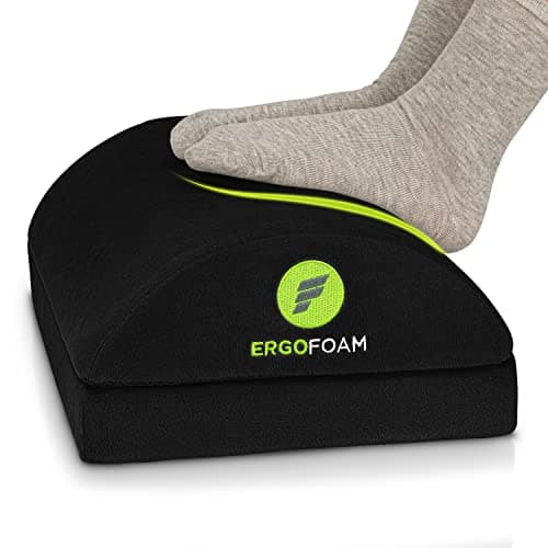 Image of ErgoFoam Adjustable Foot Rest Under Desk for Added Height - Large Premium Velvet Soft Foam Footrest - Most Comfortable Desk Foot Rest in The World (Black)