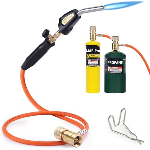 Image of TAUSOM Propane Torch Hose Kit, Mapp Gas Torch Heat 3600℉ Map Gas Torch Kit Trigger Start & Flame Adjustment, Soldering Welding Torch Fuel by MAPP, Map/Pro,Propane(Includes Cylinder Clip)
