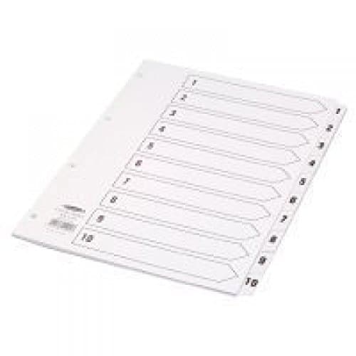Image of Concord Classic Index Mylar-reinforced Punched 4 Holes 1-10 A4 White Ref 00901/CS9