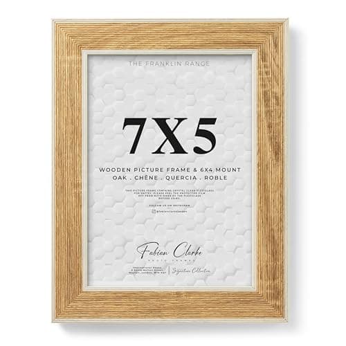 Image of 7x5 Oak Photo Frame with White Washed Trim, 7x5 Picture Frame Wooden Photo Frame for Home, Office or Gift Display Scandinavian Style
