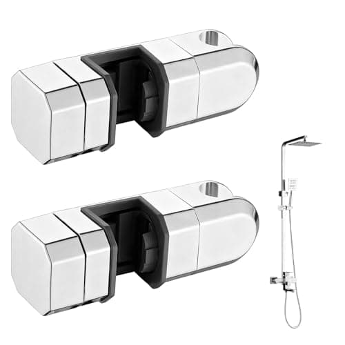 Image of 2PCS Square Shower Head Holder Replacemen,Adjustable Shower Holder Bracket for Square Shower Rods Only 30*15mm to 30*18mm,Shower Rail Head Holder for 360 Degree Rotation Sprayer Bracket(Silver)