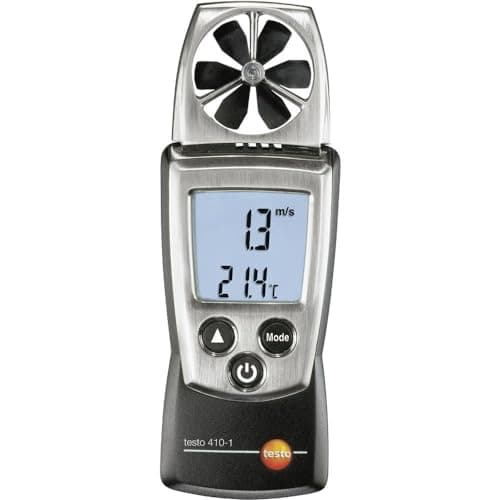Image of Testo 410-1 Digital Pocket Vane Anemometer, 0.4 to 20 m/s Velocity, -10 to +50C Temperature by Testo