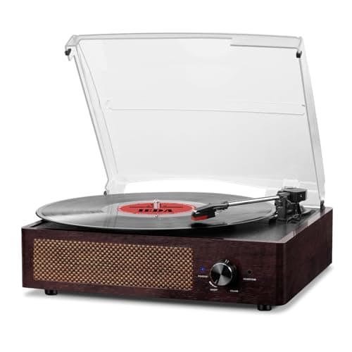 Image of Vinyl Record Player Turntable with Built-in Bluetooth Receiver & 2 Stereo Speakers, 3 Speed 3 Size Portable Retro Record Player for Entertainment and Home Decoration