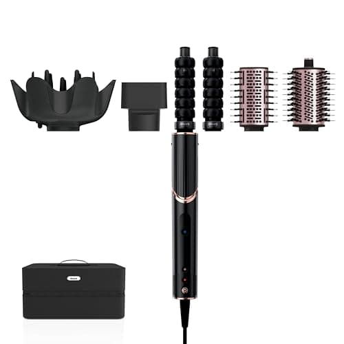 Image of Shark FlexStyle 5-in-1 Air Styler & Hair Dryer with Auto-Wrap Curlers, Paddle Brush, Oval Brush, Concentrator, Diffuser and Storage Case, No Heat Damage, Black/Rose Gold HD446UK