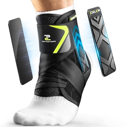 Image of ZOELION Ankle Support with Side Stabilizing Pads, Quick Lace Up Ankle Brace for Men Women, Adjustable & Breathable Ankle Support for Ligament Damage, Sprain, Injury Recovery, Sports/M