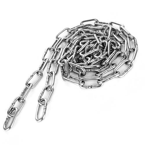 Image of ZOFUN 2M 304 Stainless Steel Chain 5mm Security Chains for Gates, Rust Resistant Heavy Duty Chain Link Fence, Silver Solid Coil Chain, Welded Link Chains for Anti-Theft/Lifting/Pet Dog/Clothes Drying
