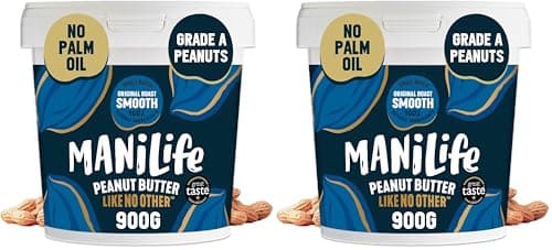 Image of ManiLife Original Roast Smooth Peanut Butter, 900g Tub - Small Batch Vegan Peanut Butter Made from Single Origin Grade-A Argentine Peanuts - No Palm Oil, No Added Sugar, No GMOs (Pack of 2)