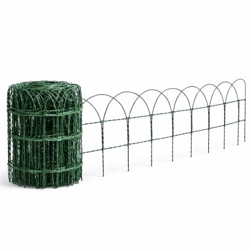 Image of FLORALCRAFT® 10m x 0.4m Decorative Hoop Top Garden Border Fence - Strong Green PVC Coated Wire Fencing for Boundaries and Edging Flower Beds