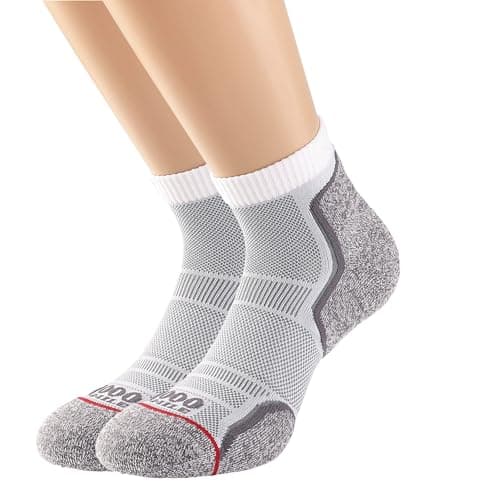 Image of 1000 Mile Men's Sock-twin Wh/Gry 2261w-medium (6-8) MILE RUN ANKLET SOCK TWIN PK WH GRY 2261W MEDIUM 6 8 , White, M UK