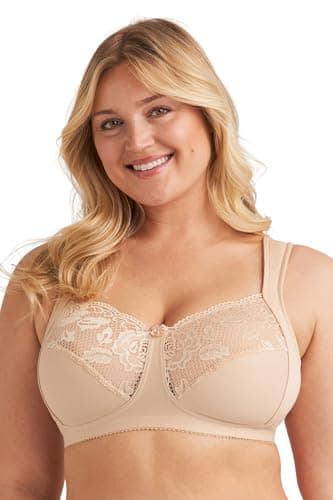 Image of Miss Mary of Sweden Lovely Lace Womens Non-Wired Full Cup Cotton Bra 36E Beige