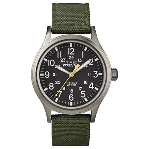 Image of Expedition Men's Quartz Watch with Black Dial Analogue Display and Green Nylon Strap T49961SU